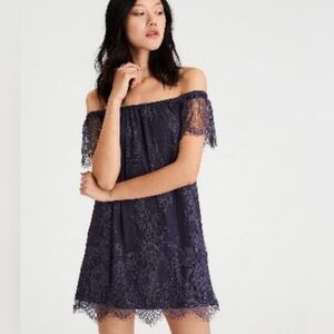 American Eagle Outfitters | Eyelash Floral Lace Off The Shoulder Mini Dress